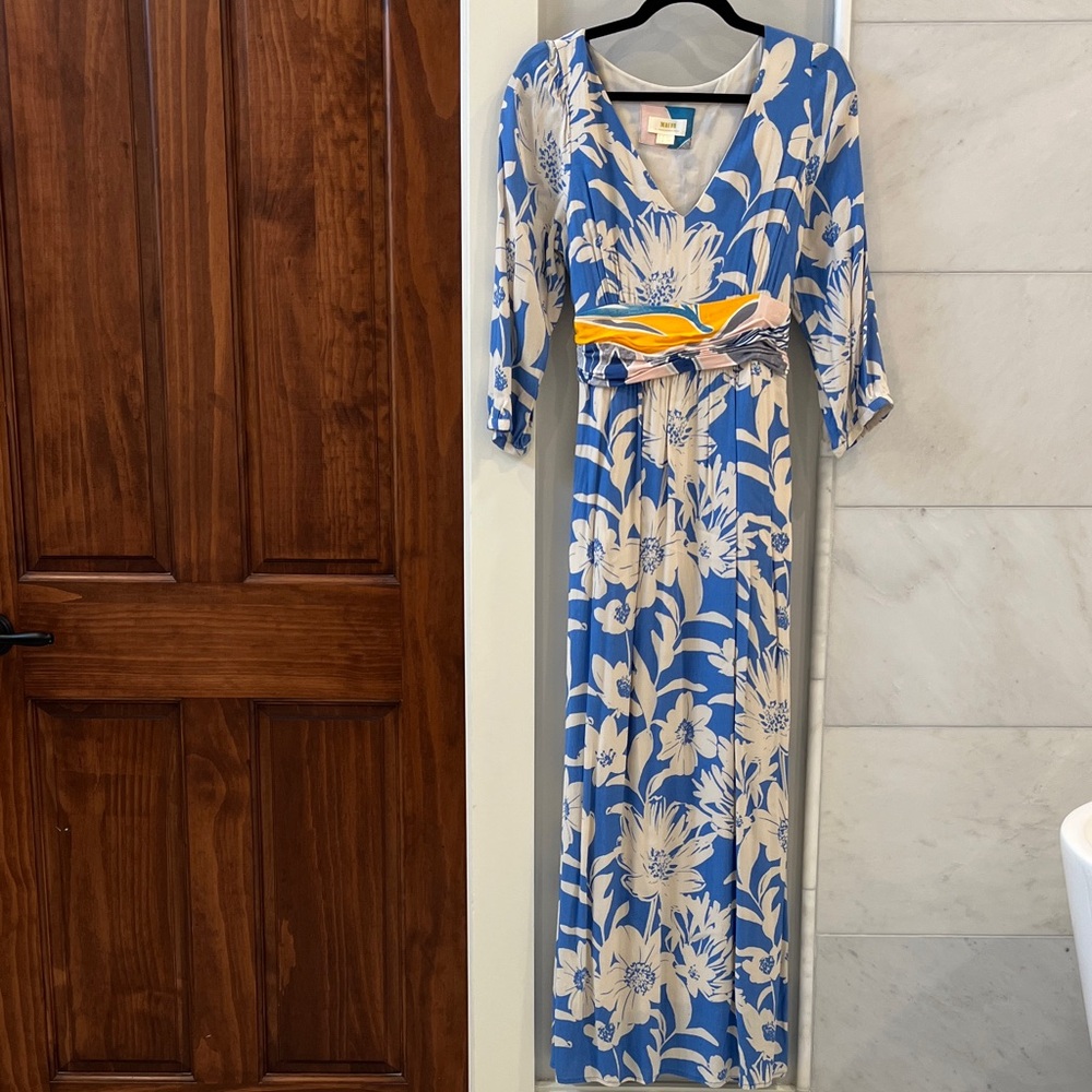 Maeve Maxi Dress, blue/white floral pattern